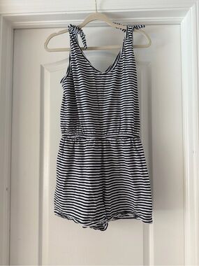 Southern Tide Cotton Romper Navy and White